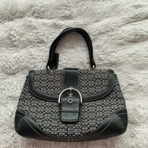 Coach Black & Gray Signature Canvas Top-Handle Satchel